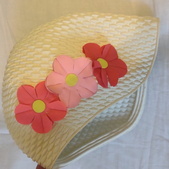 Rubber Swim Bathing Cap with pink flowers - Picture 2 of 4